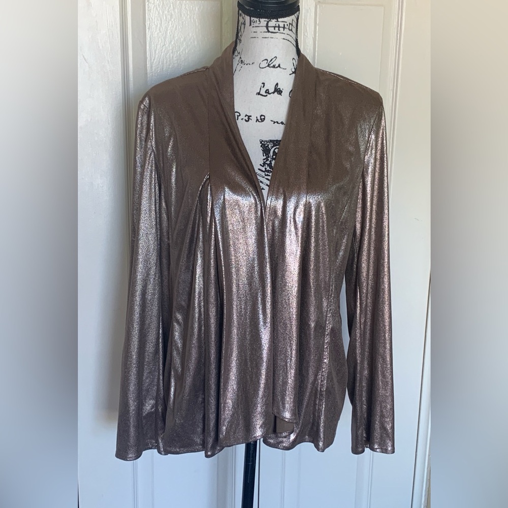 Chico’s Jamie Bronzed Metallic Open Front Jacket